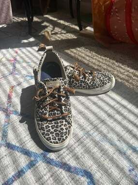 Sperry Crest Vibe Leopard Print Slip-On Sneakers Women's Size 11